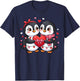 Cute Valentine Penguins Couple Holding Heart Love Graphic T-Shirt - T-Shirt | Navy