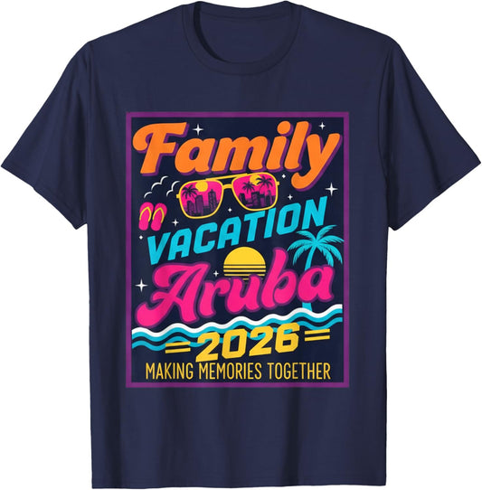 Family Vacation 2026 Aruba Matching Summer Vacation Women T-Shirt - T-Shirt | Navy
