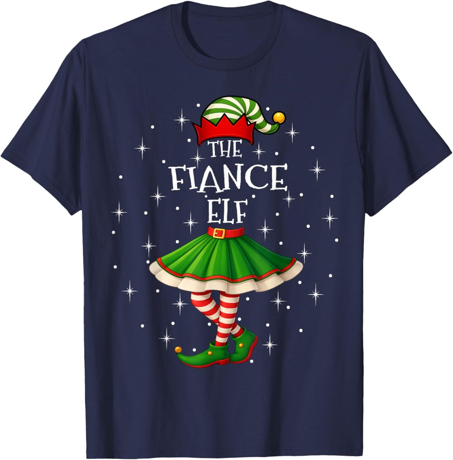 Fiance Elf Christmas Family Matching Women Girls Xmas Party T-Shirt - T-Shirt | Navy