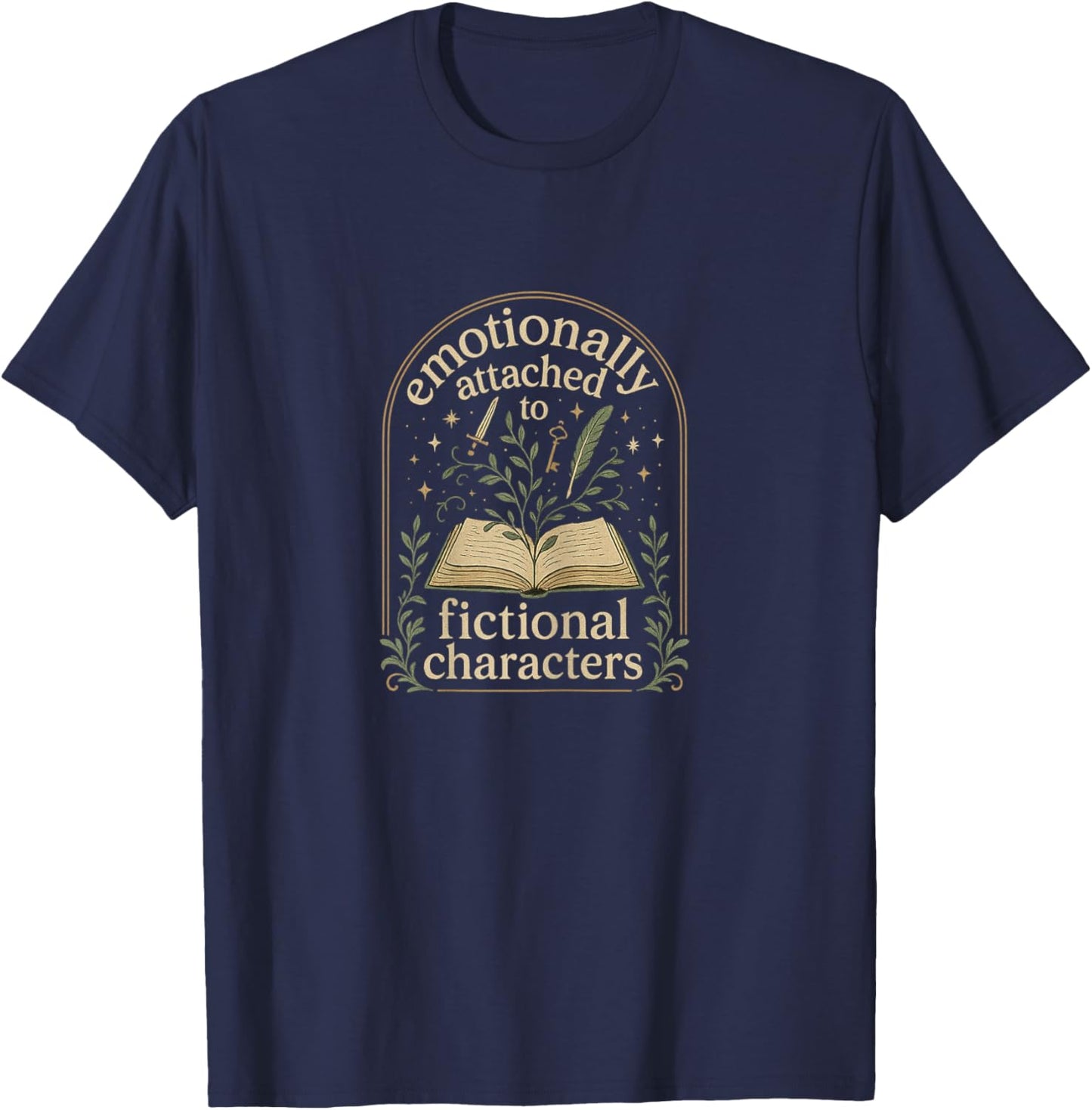 Emotionally Attached to Fictional Characters Reading Lover T-Shirt - T-Shirt | Navy