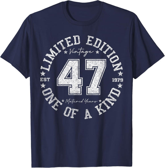 47 Year Old Gifts Vintage 1979 Limited Edition 47th Birthday T-Shirt - T-Shirt | Navy