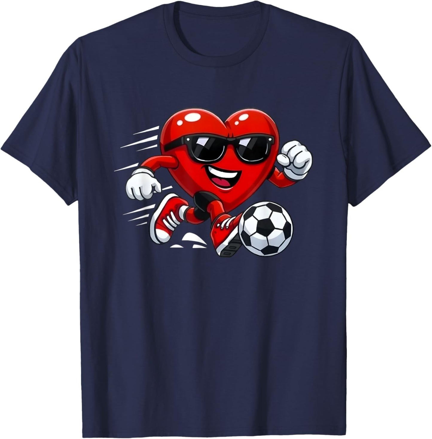 Valentine Soccer Heart Drip Sport Love Valentines Day Boys T-Shirt - T-Shirt | Navy