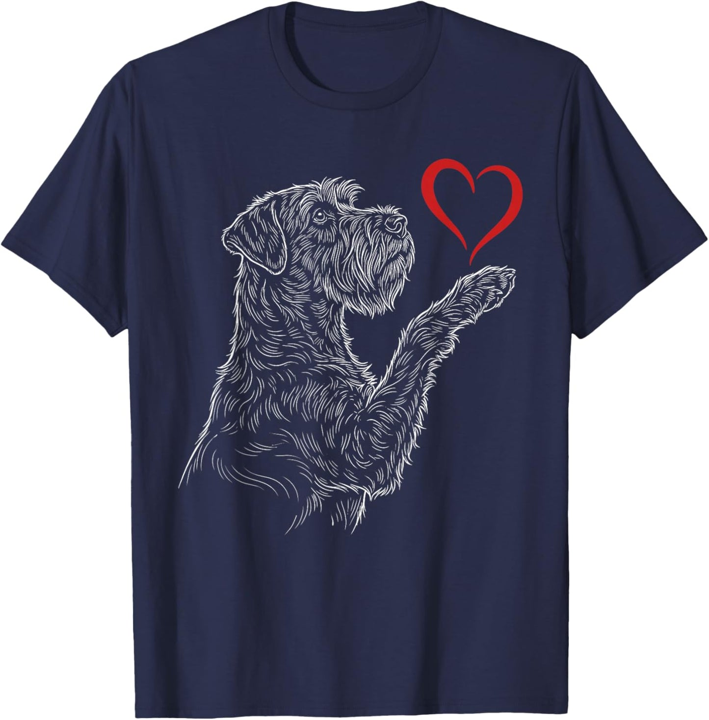 Schnauzer Lover Dog Art Holding Heart Valentines T-Shirt - T-Shirt | Navy