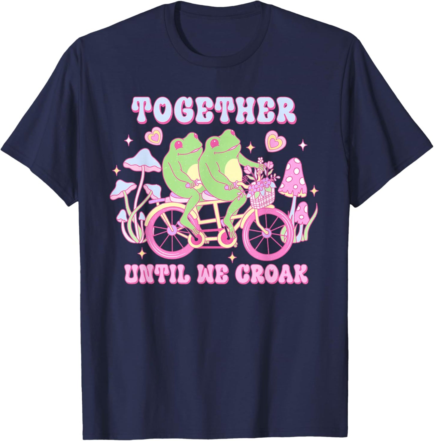 Together Until we Croak Adorable Frog Valentine Day Graphic T-Shirt - T-Shirt | Navy
