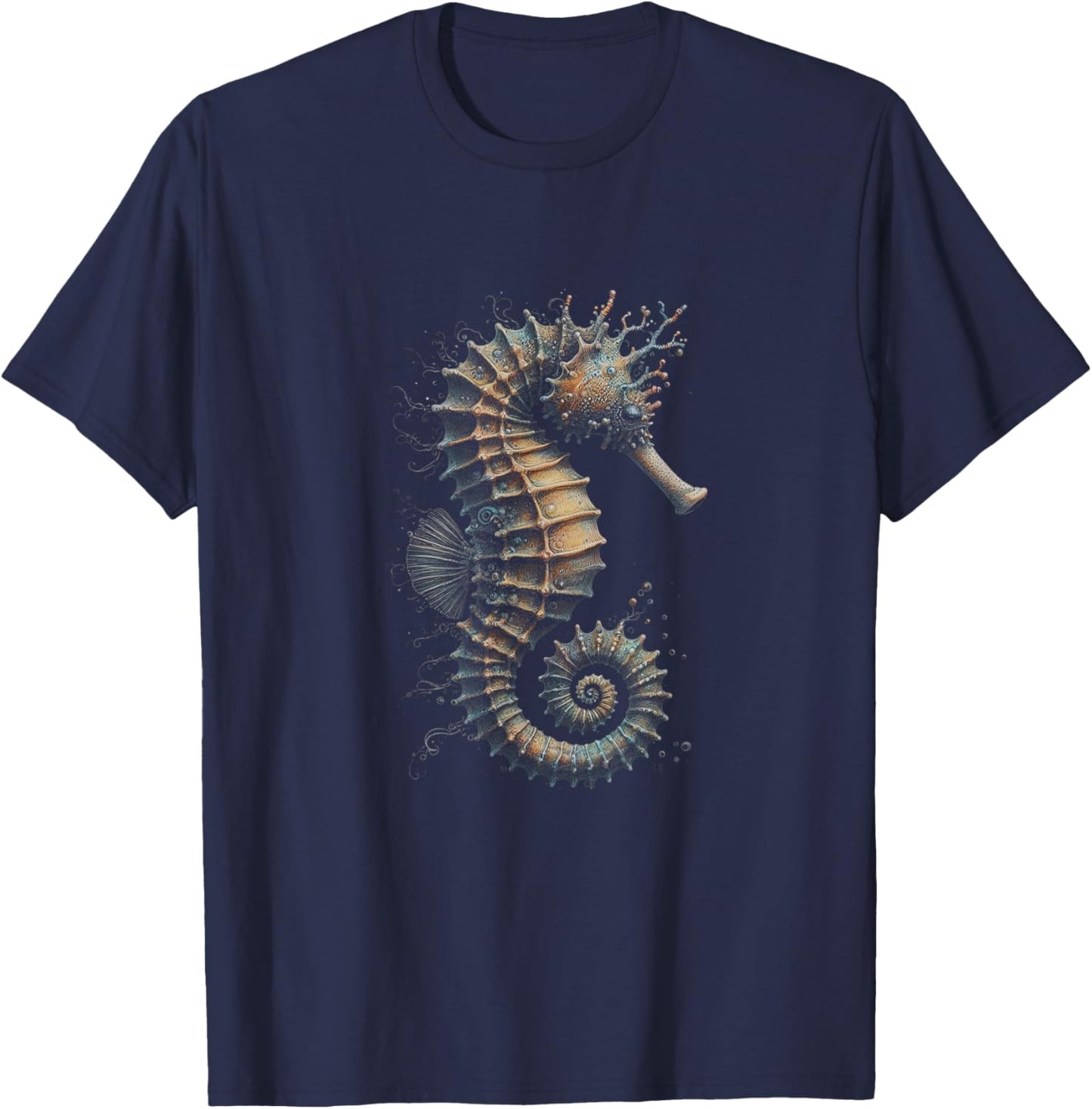 Seahorse Graphic Art Design T-Shirt - T-Shirt | Navy