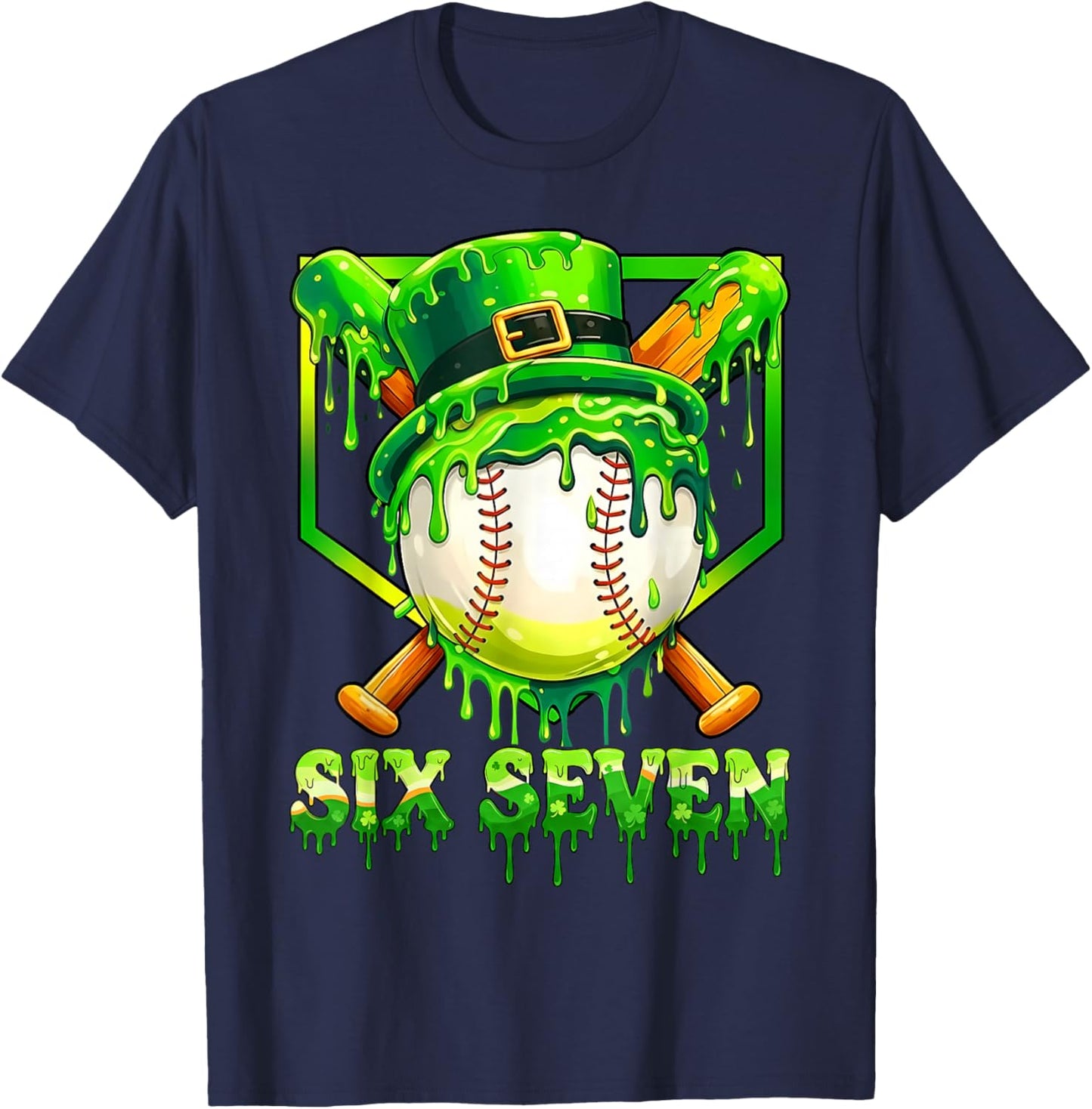 67 St Patricks Day Six Seven Meme 6-7 Baseball Men Boys Kids T-Shirt - T-Shirt | Navy