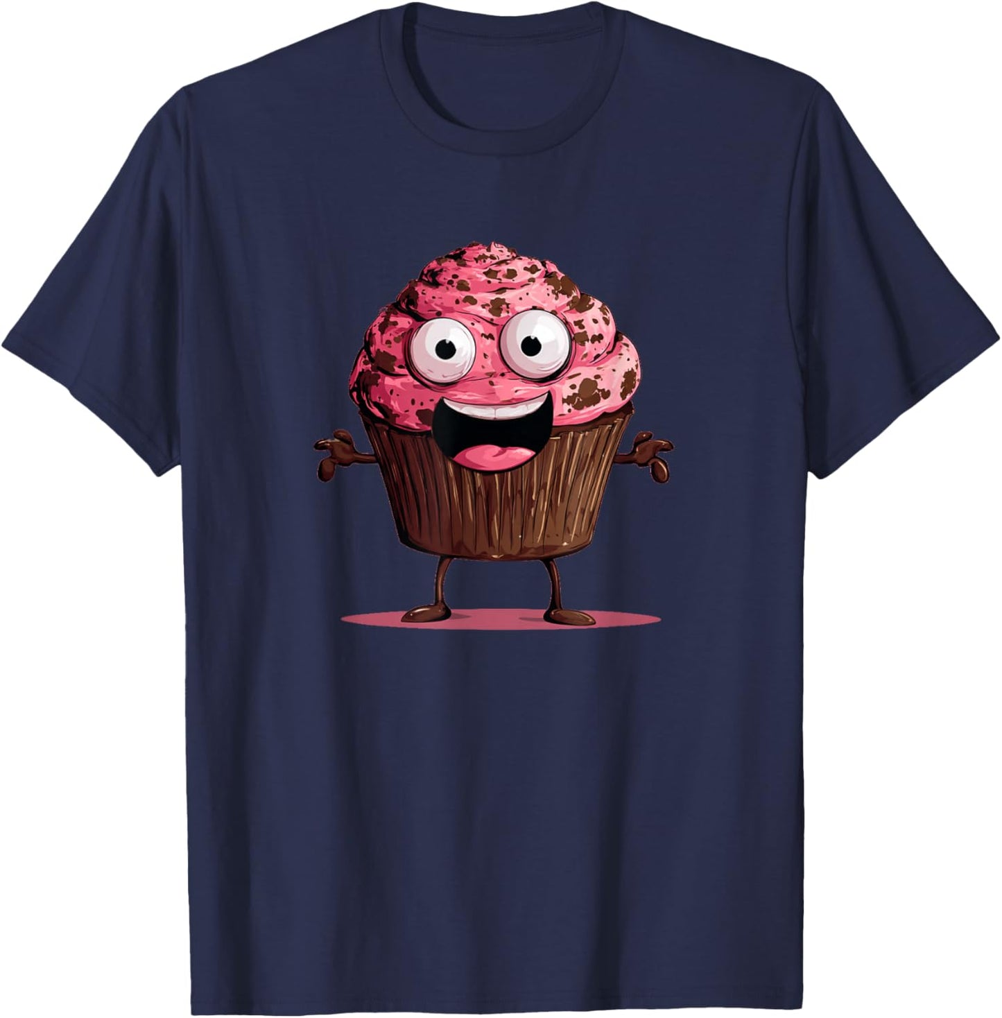 Funny Pink Muffin Face for Cupcakes and Muffins Lovers T-Shirt - T-Shirt | Navy