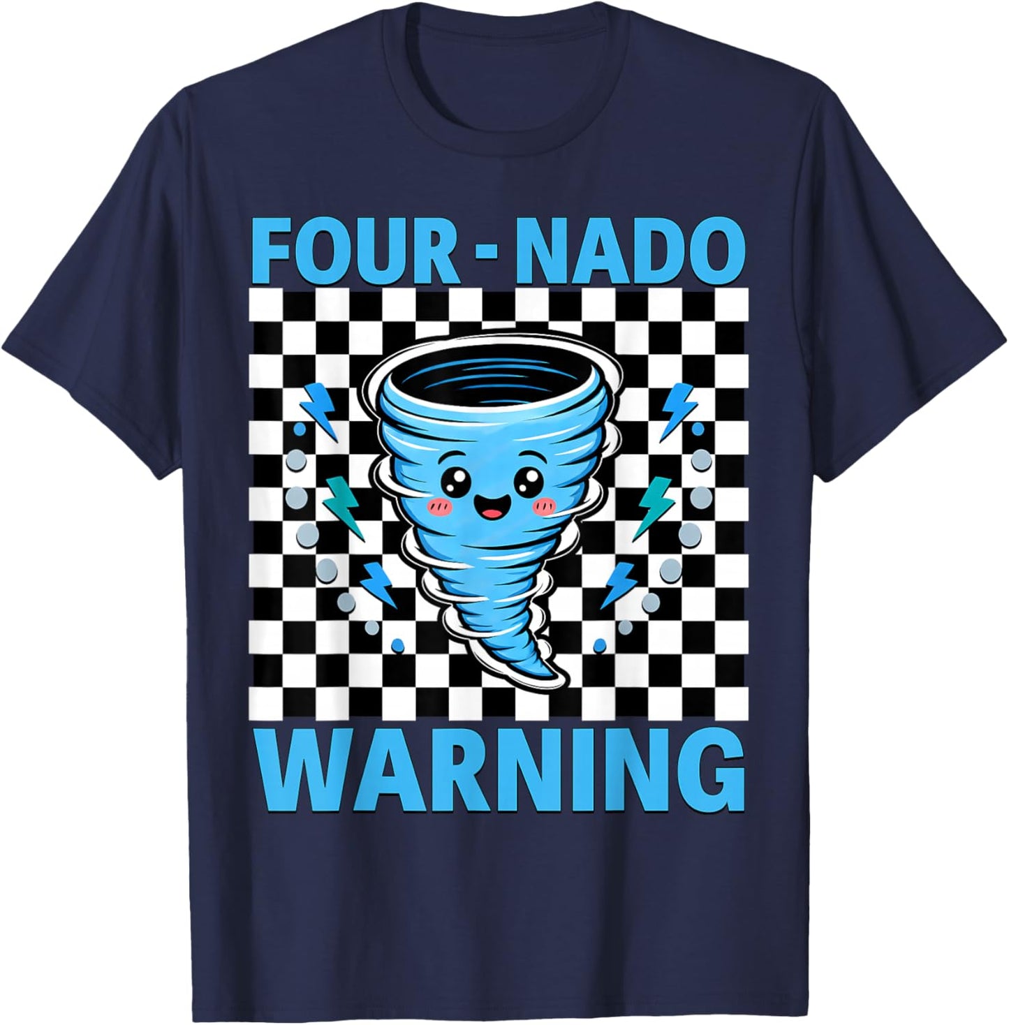 Four Nado Warning 4th Birthday 4 Years Old Kids Boys Girls T-Shirt - T-Shirt | Navy
