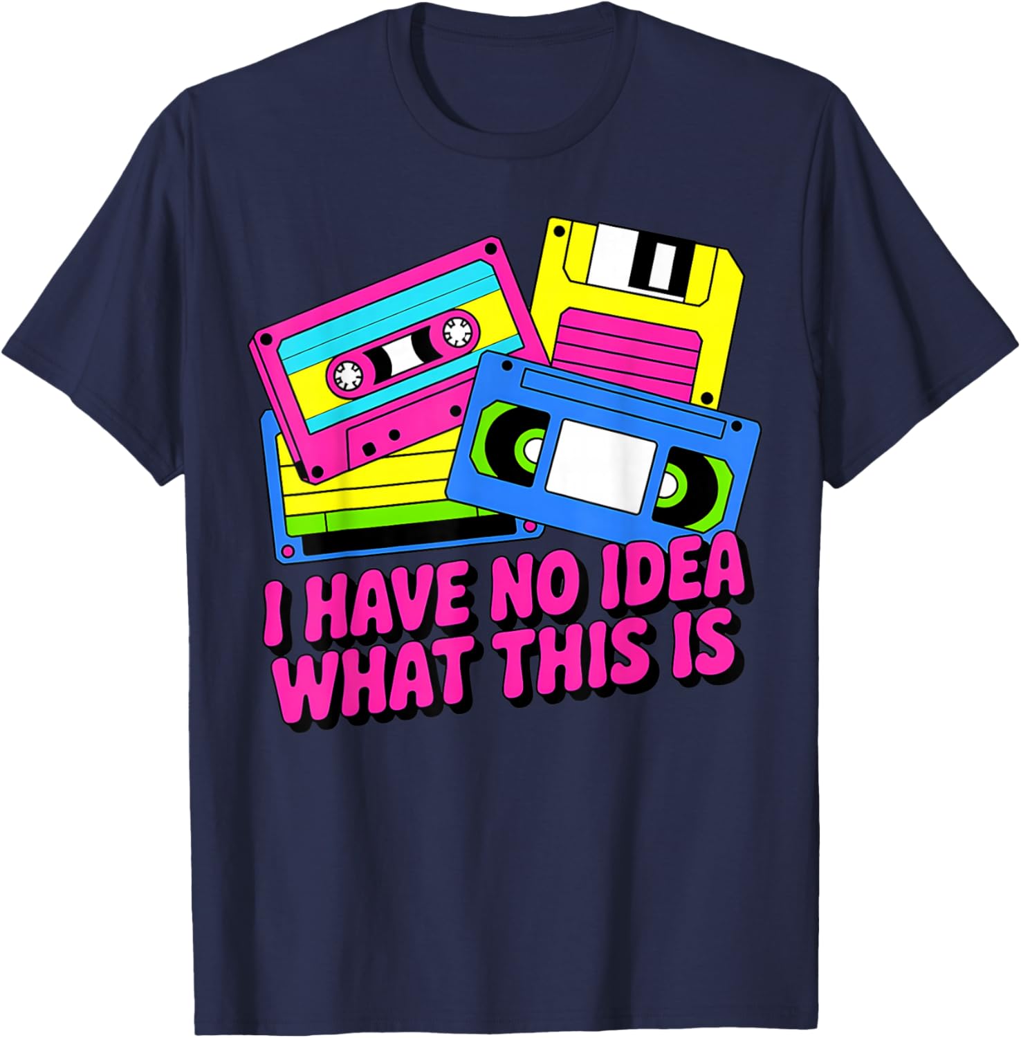 Funny Retro Cassette Vintage 80s Nostalgia T-Shirt - T-Shirt | Navy