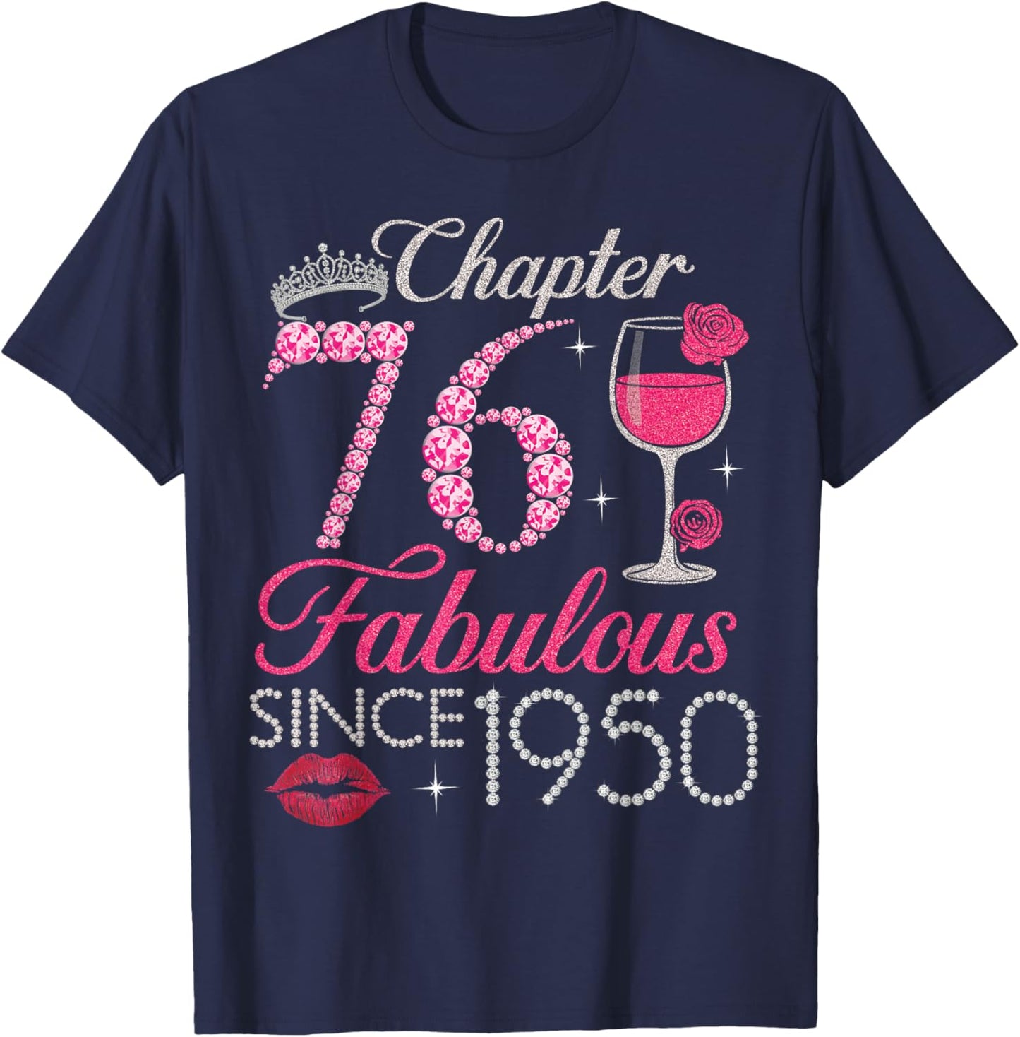 Vintage Chapter 76 Fabulous Since 1950 Birthday Gifts T-Shirt - T-Shirt | Navy