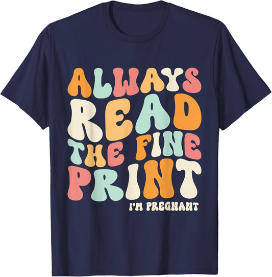 Pregnant Mom Funny Pregnancy Reveal Cute Baby Announcement T-Shirt - T-Shirt | Navy