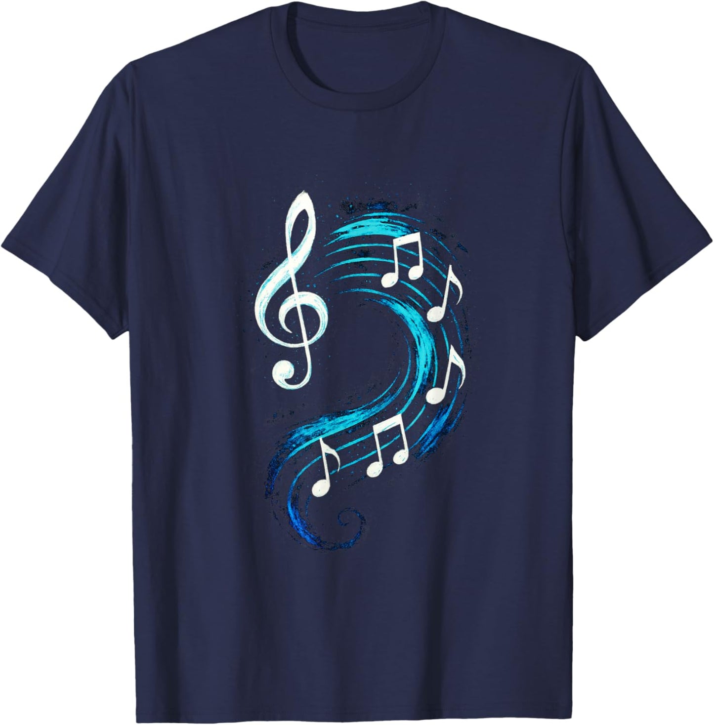 Treble Clef Wave - Music Notes Love Art T-Shirt - T-Shirt | Navy