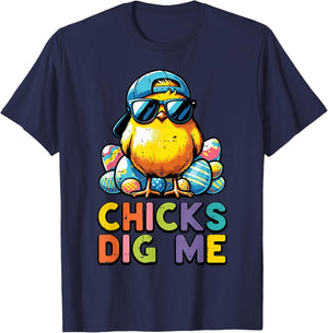 Easter Chicks Dig Me Chick Cap Eggs Cute Toddler Boys Kids T-Shirt - T-Shirt | Navy