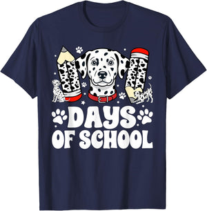 101 Days Smarter Funny Dog 100th Day of School Boys Girls T-Shirt - T-Shirt | Navy