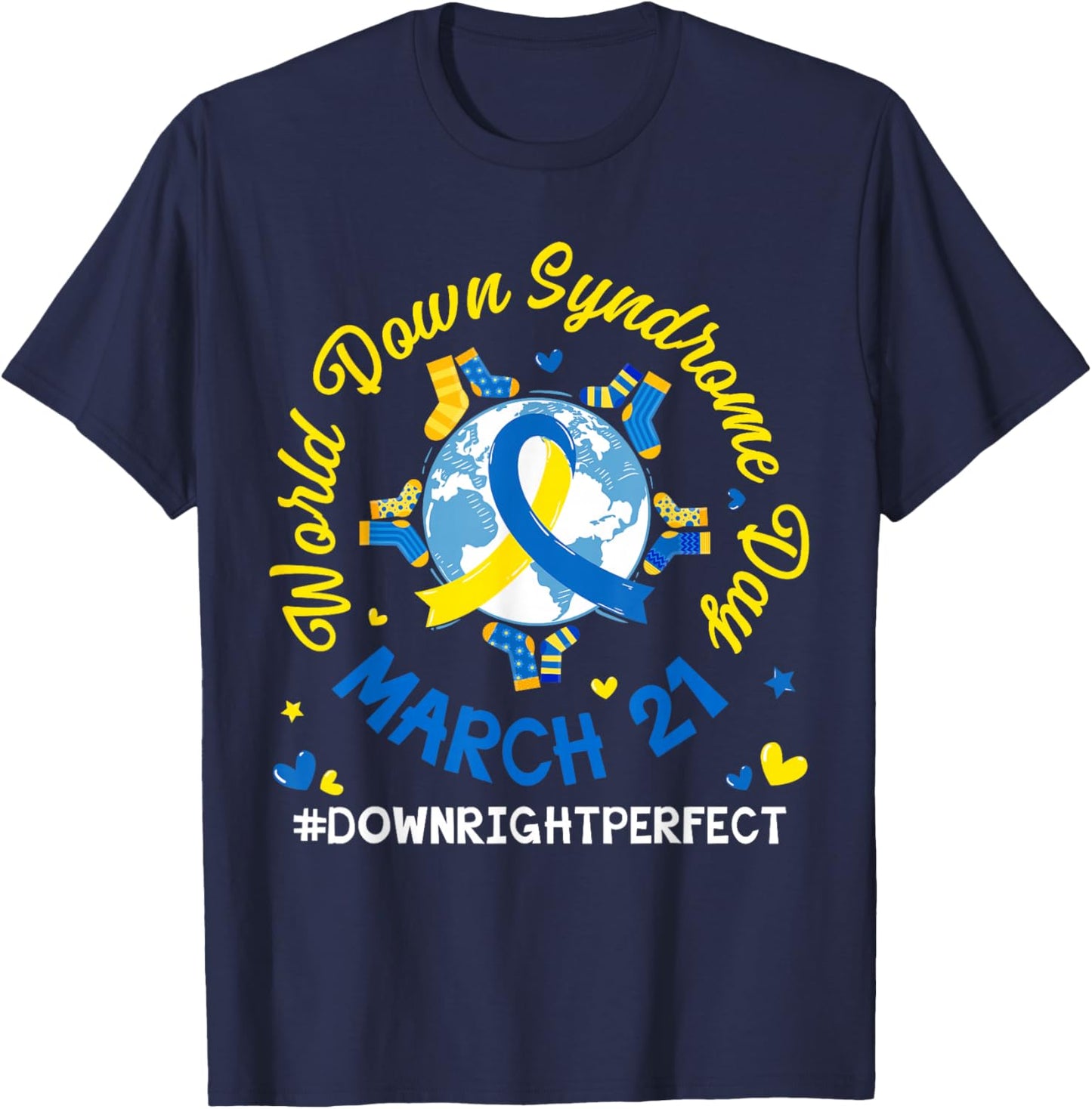 World Down Syndrome Day March 21 Awareness Men Women Kid T-Shirt - T-Shirt | Navy
