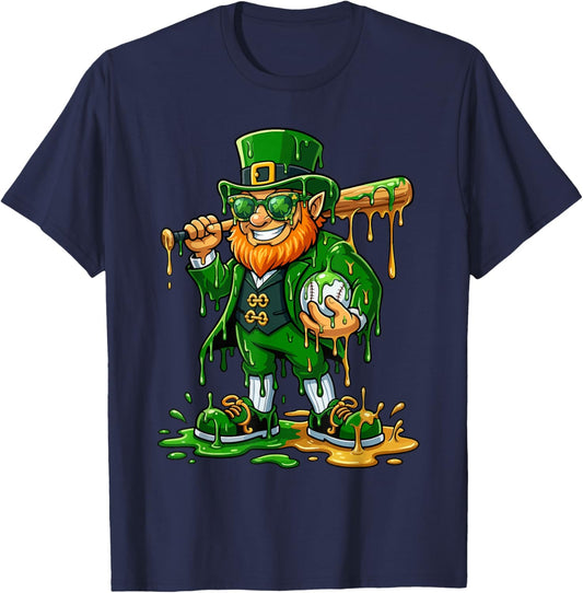 Baseball St Patricks Day Leprechaun Baseball Boys Girls Men T-Shirt - T-Shirt | Navy