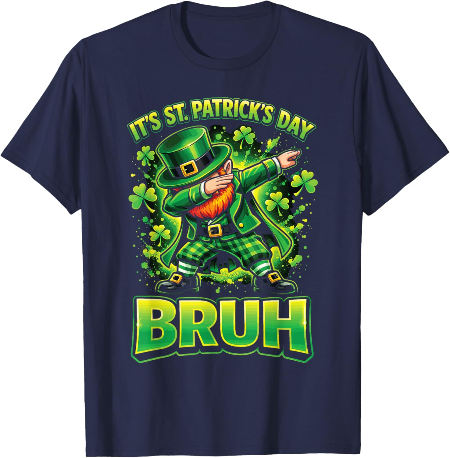 St Patricks Day Bruh for Boys Kids Funny Leprechaun T-Shirt - T-Shirt | Navy