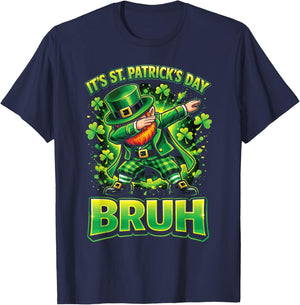 St Patricks Day Bruh for Boys Kids Funny Leprechaun T-Shirt - T-Shirt | Navy