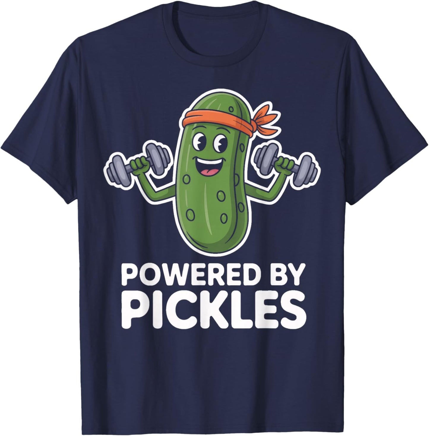 Strong and Crunchy Pickle Lover Powered by Pickles T-Shirt - T-Shirt | Navy