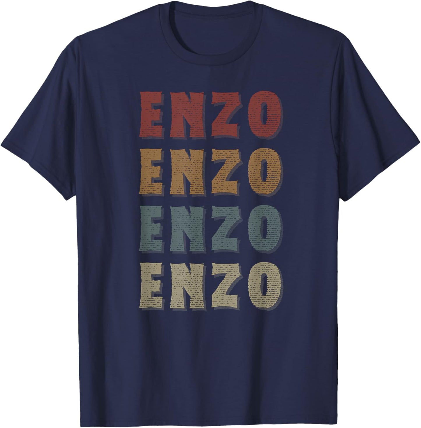 Vintage Cool Enzo First Name Funny Love Heart Enzo T-Shirt - T-Shirt | Navy