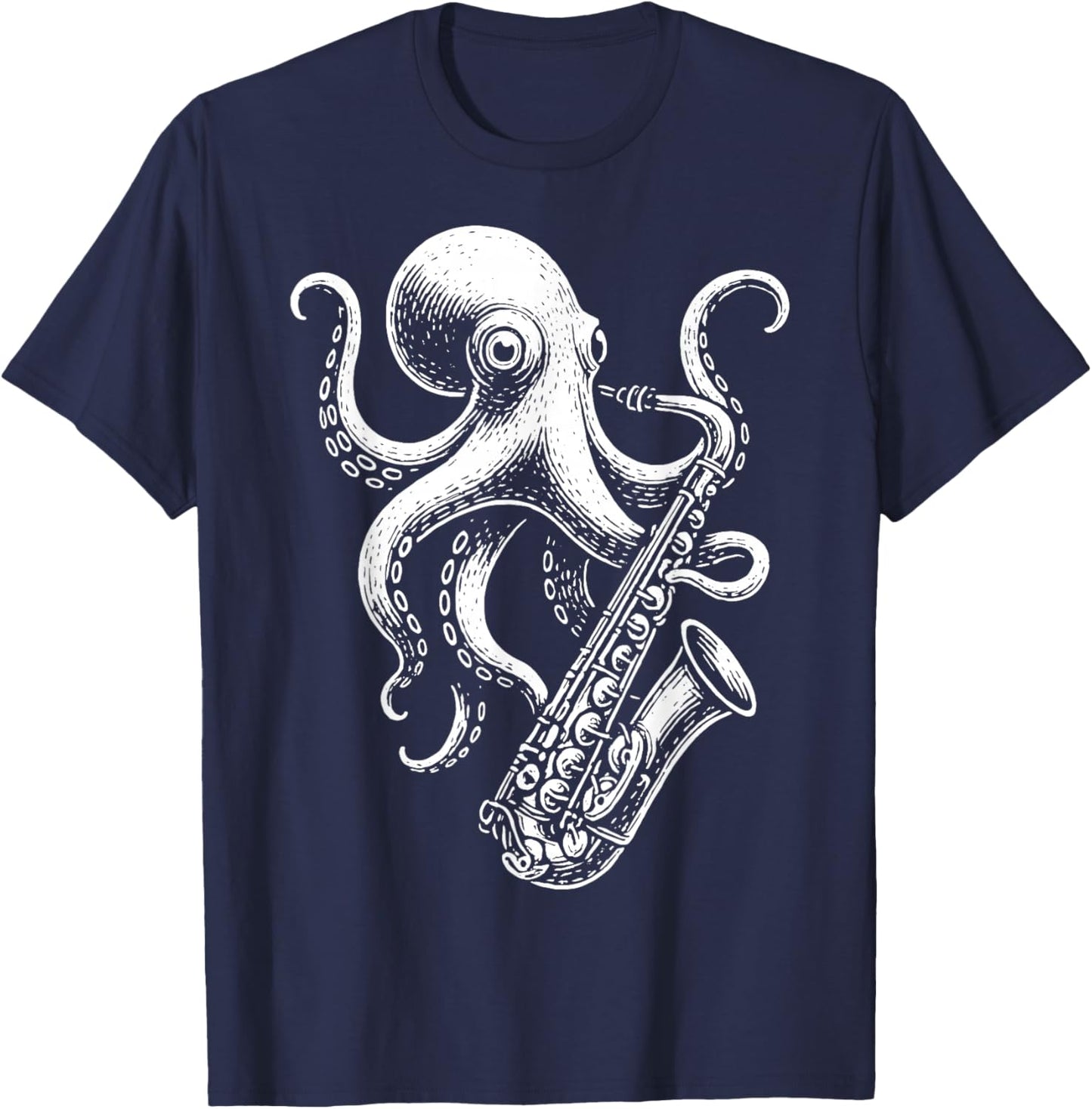 Octopus Saxophone Saxophonist T-Shirt - T-Shirt | Navy