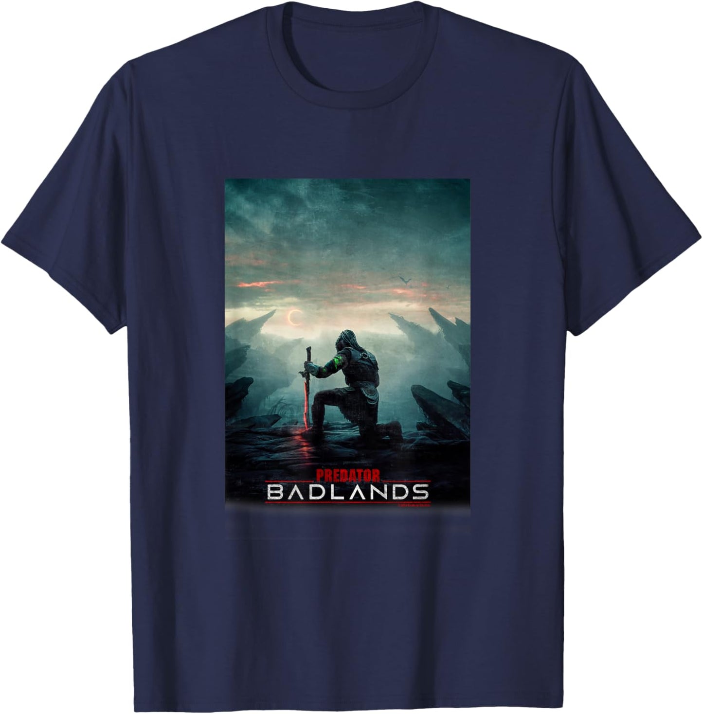 Predator: Badlands Kneeling Warrior Epic Poster T-Shirt - T-Shirt | Navy