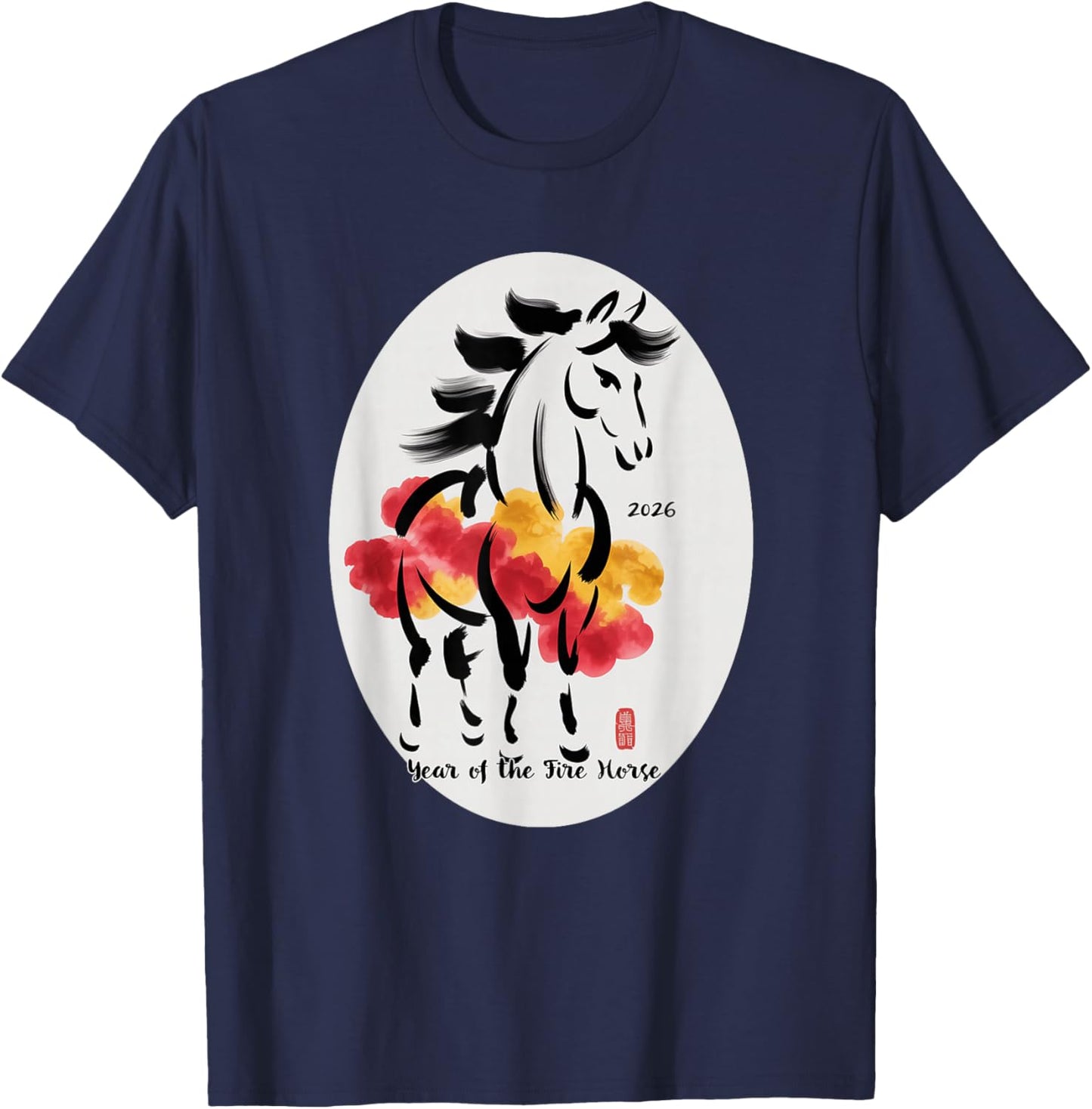 Chinese New Yr 2026 Year of The Fire Horse T-Shirt - T-Shirt | Navy