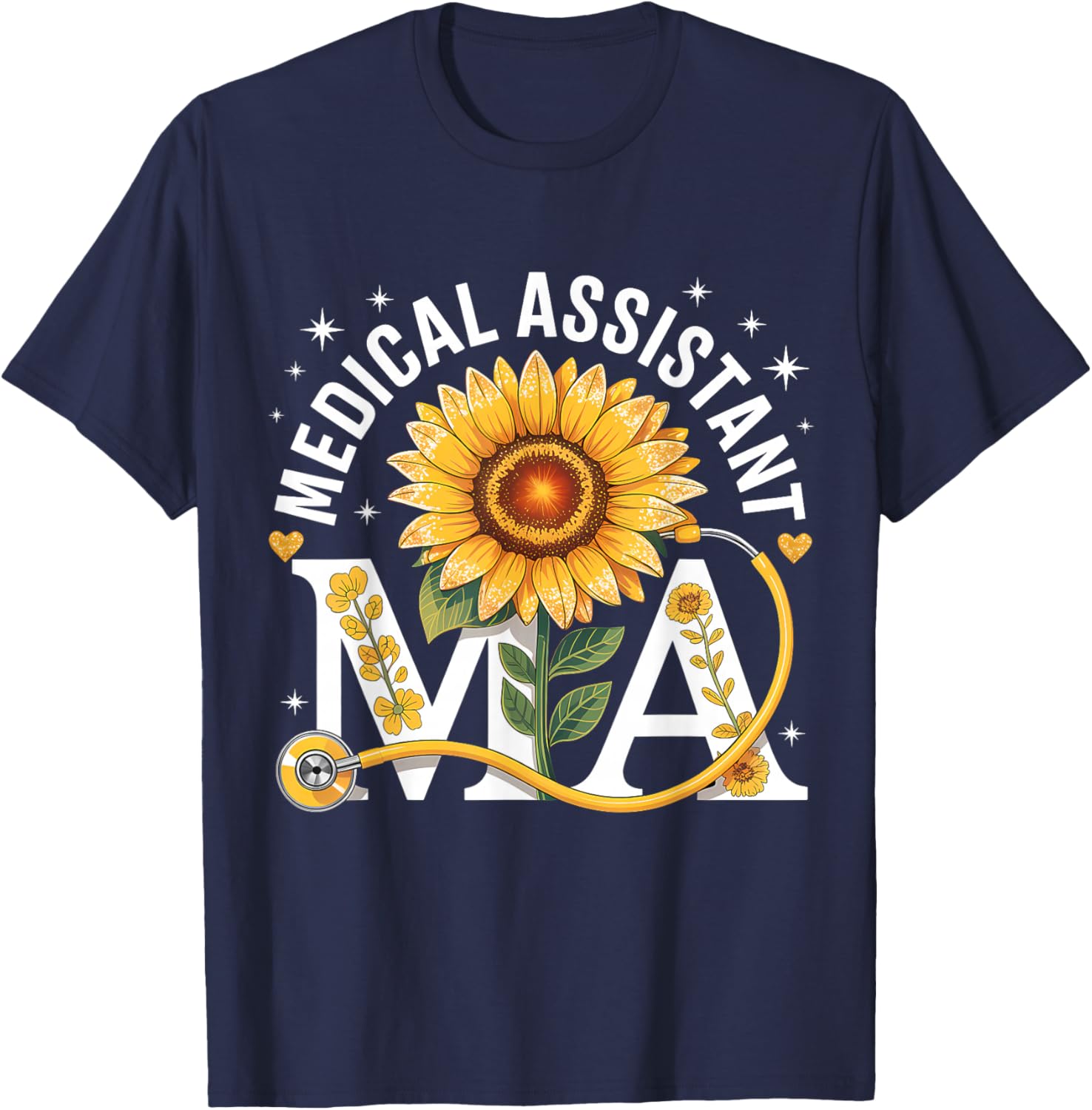 Medical Assistant Sunflower T-Shirt - T-Shirt | Navy