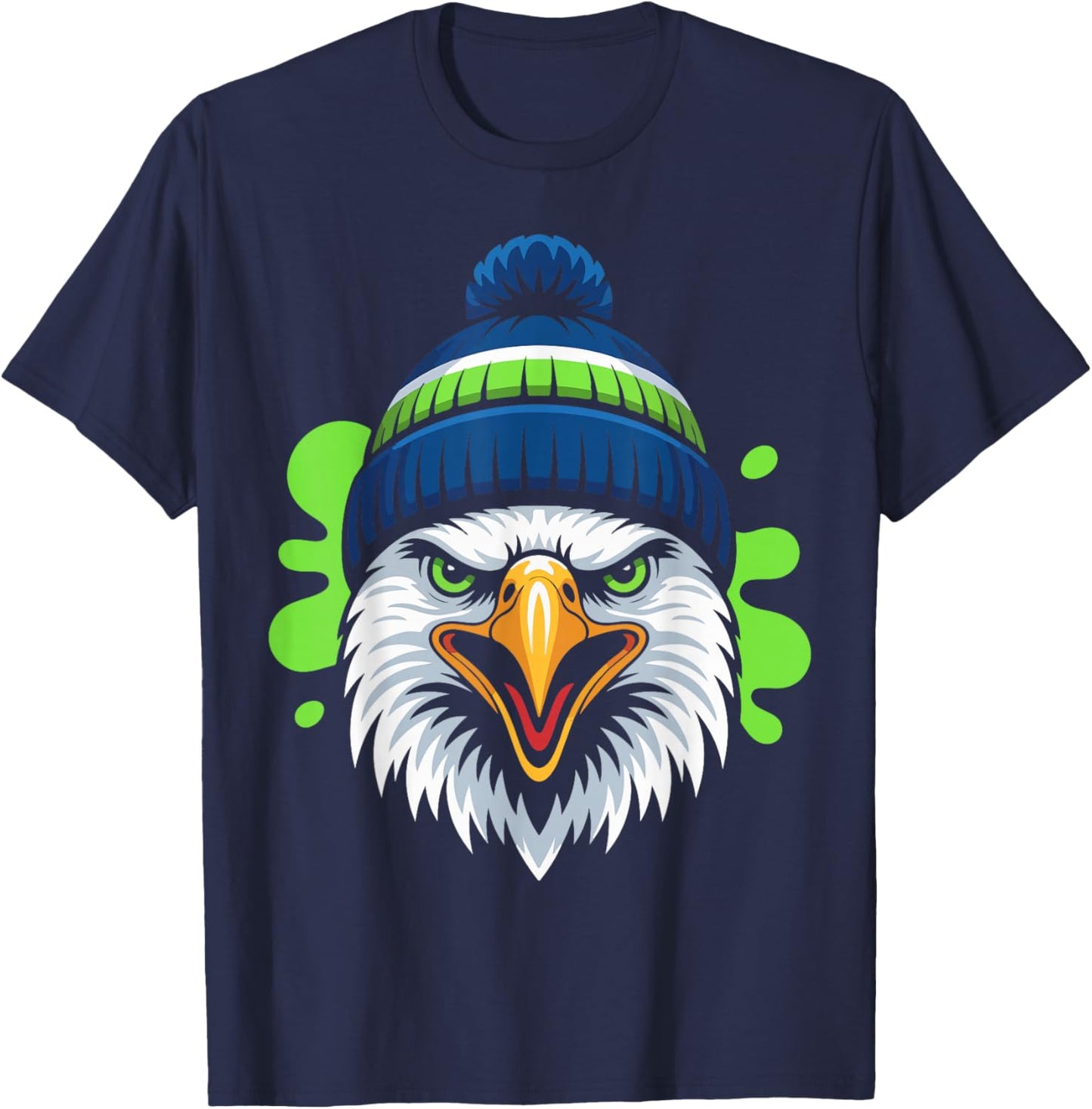 Bold Graphic Splash Eagle Artwork T-Shirt - T-Shirt | Navy
