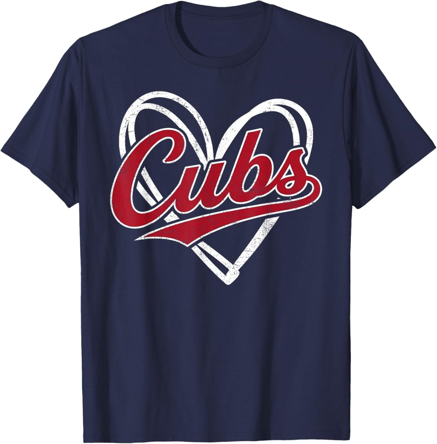 Vintage Cubs Heart Gifts Women Boy Girl Kid T-Shirt - T-Shirt | Navy
