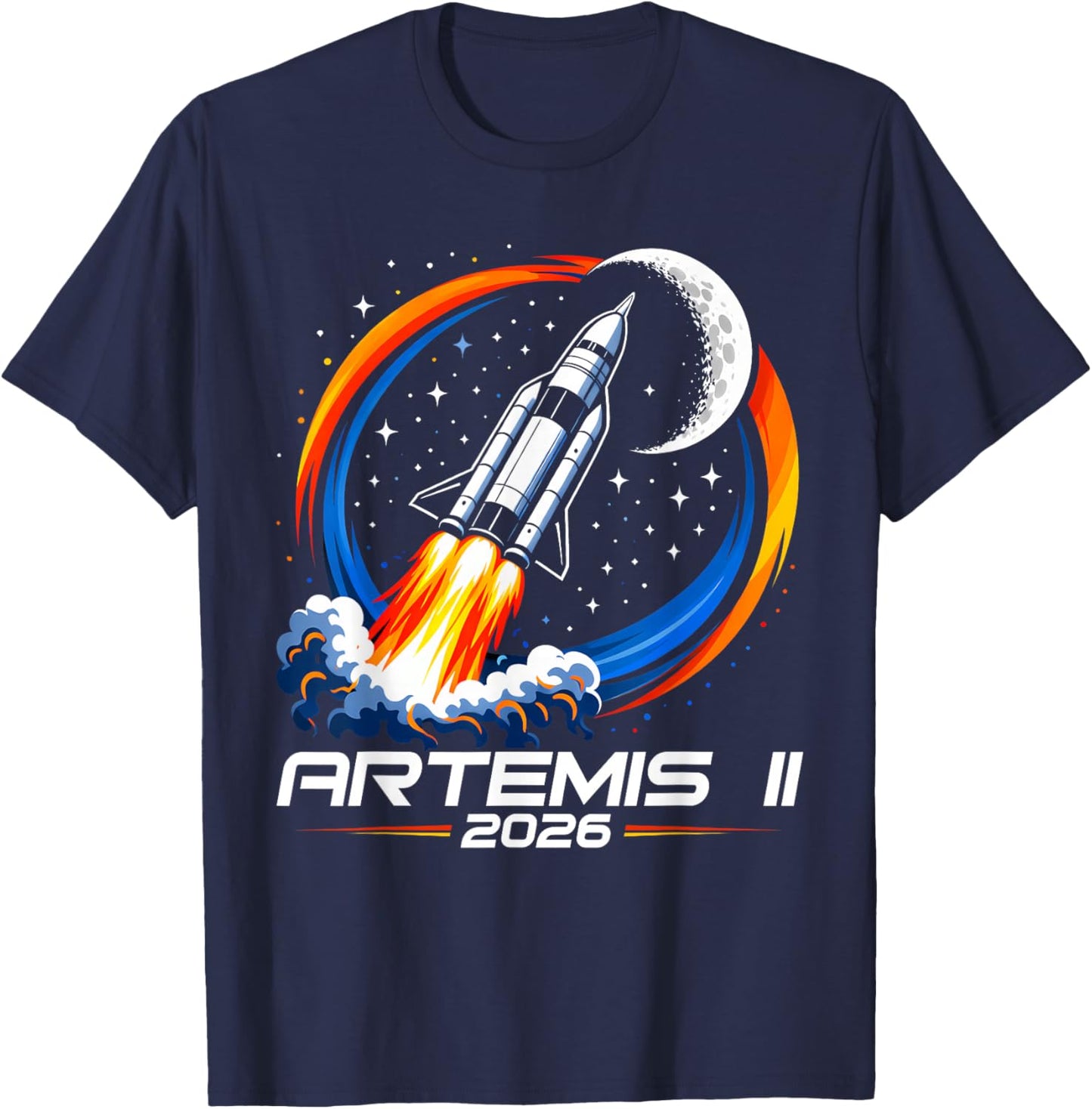 Artemis II Launch The Moon Launch 2026 Artemis 2 Rocket USA T-Shirt - T-Shirt | Navy