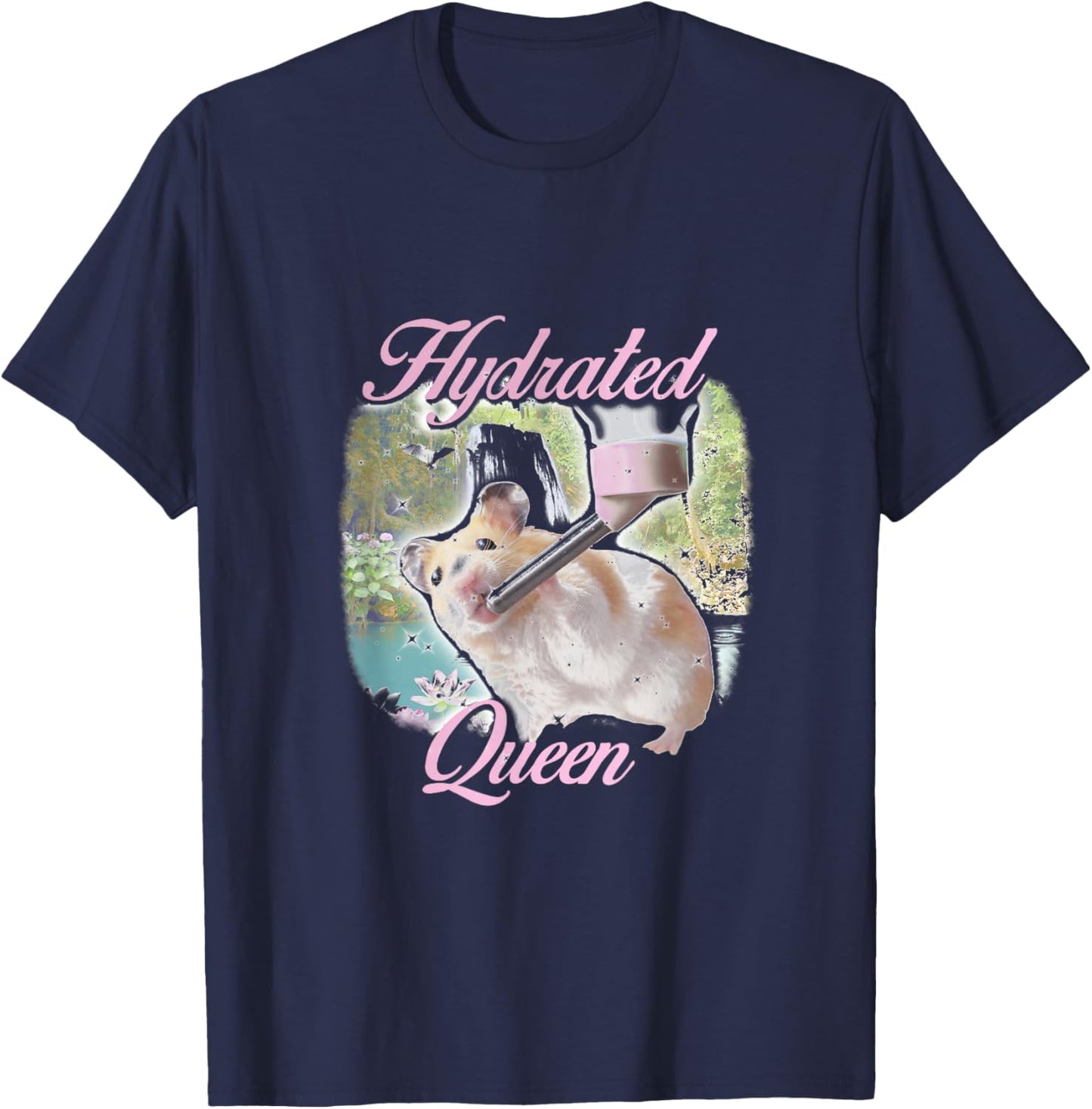 Trendy Apparel Hydrated Queen Cute Hamster Shining Lake T-Shirt - T-Shirt | Navy