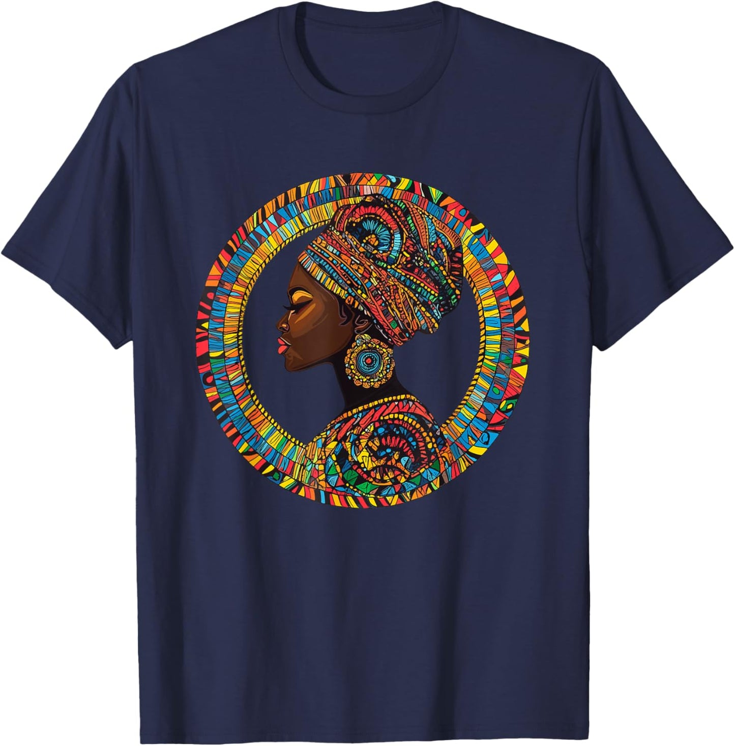 Majestic Black Woman Afrocentric African Culture T-Shirt - T-Shirt | Navy