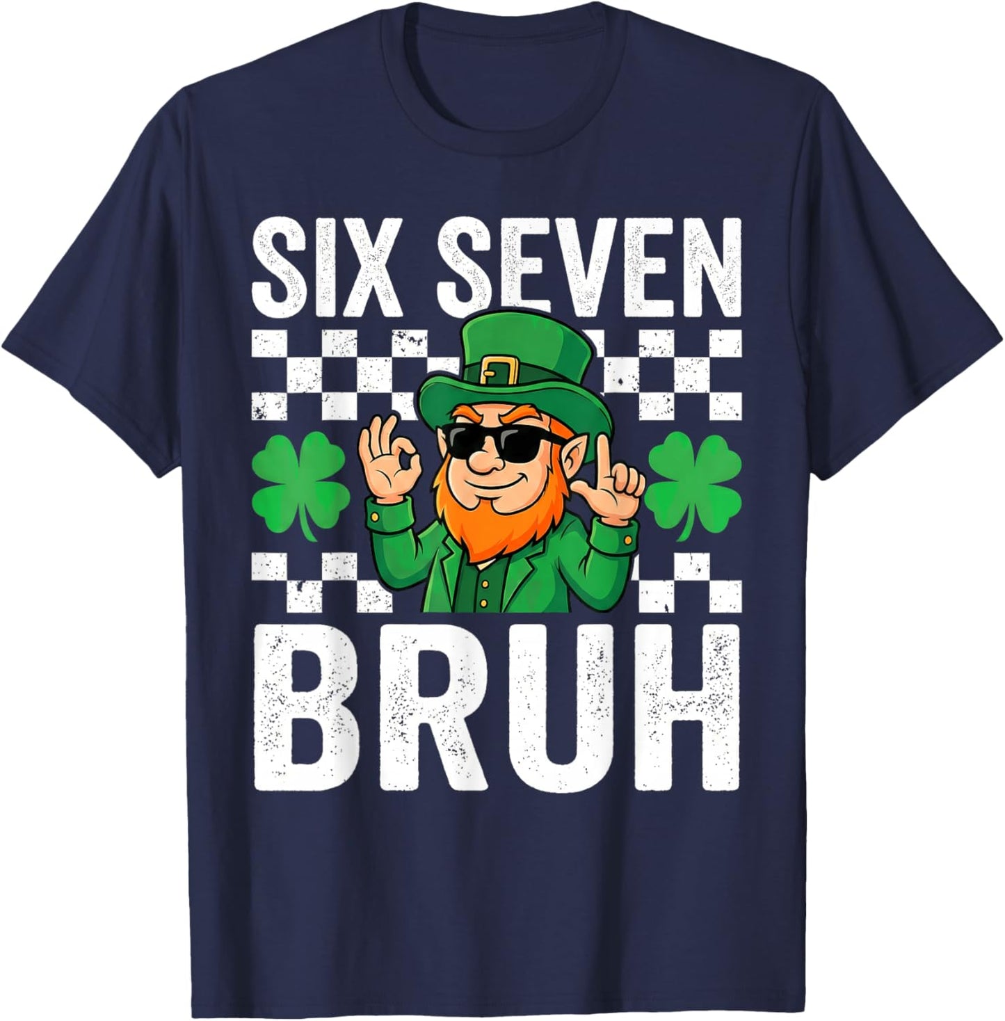 Boys St Patricks Day 6 7 Six Seven 67 Kids Girls Shamrock T-Shirt - T-Shirt | Navy
