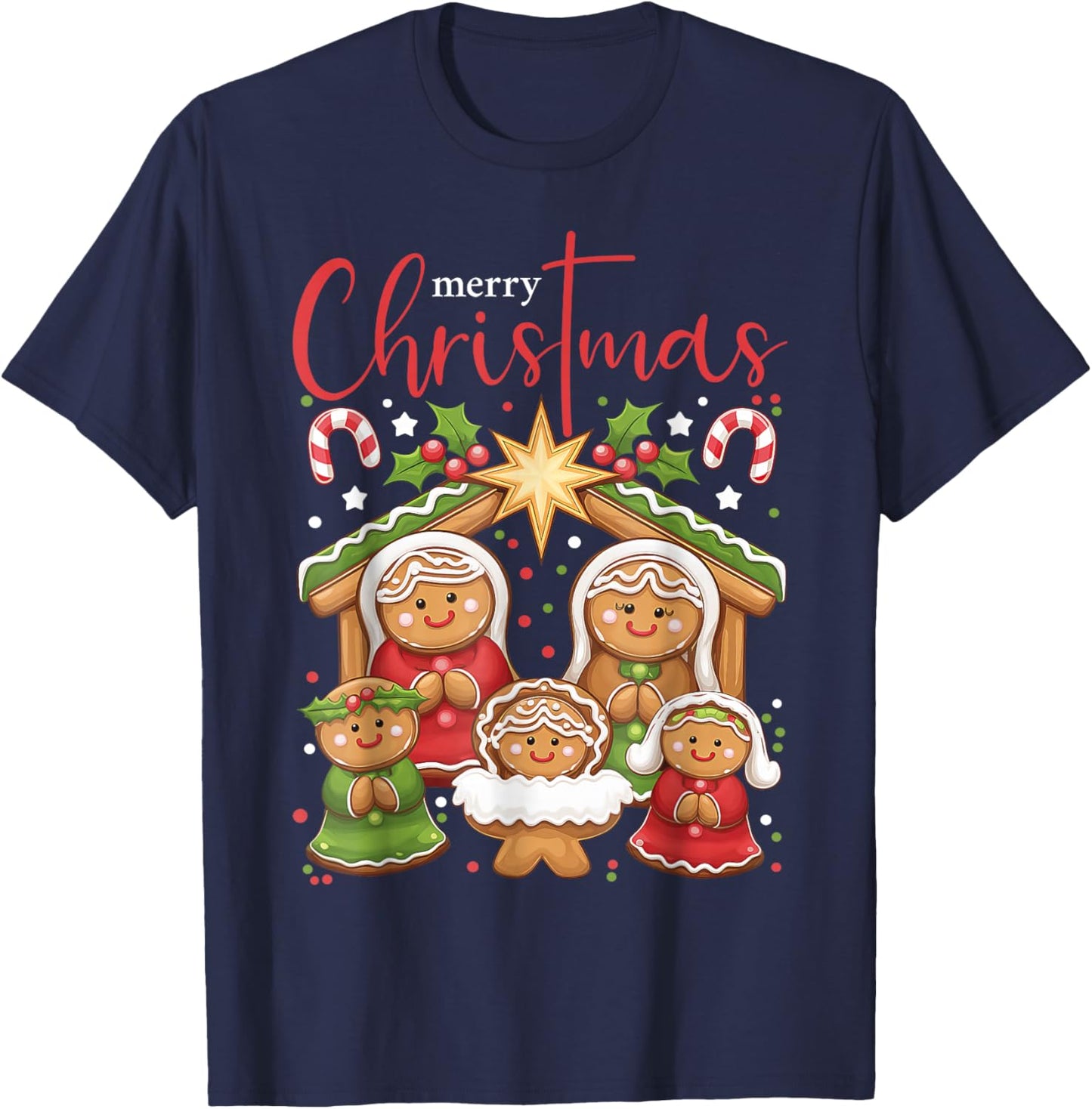Jesus The Reason Gingerbread Christmas Christian Nativity T-Shirt - T-Shirt | Navy