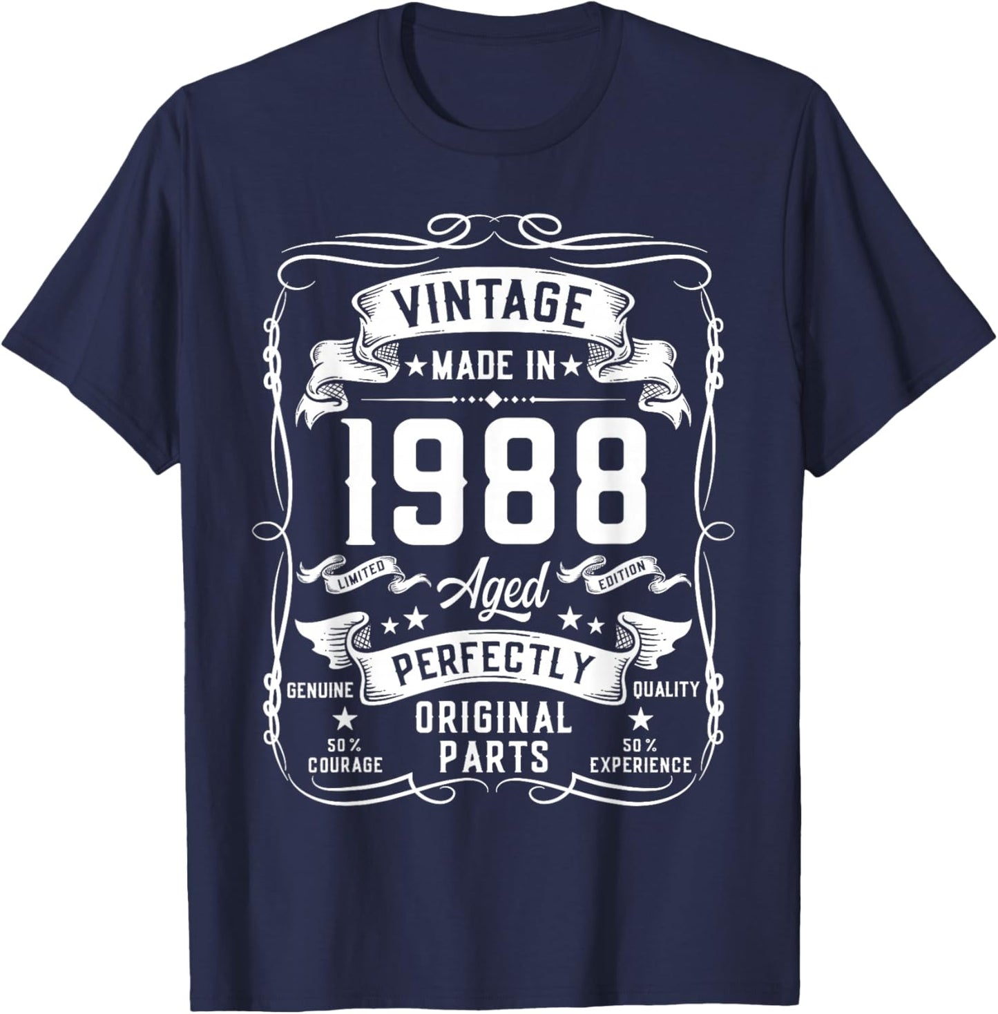 Vintage 1988 38yr 38th Birthday Gifts 38 Years Old T-Shirt - T-Shirt | Navy