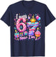 I was 6 Now I'm 7 Birthday Kids Girls Party Six Seven Meme T-Shirt - T-Shirt | Navy