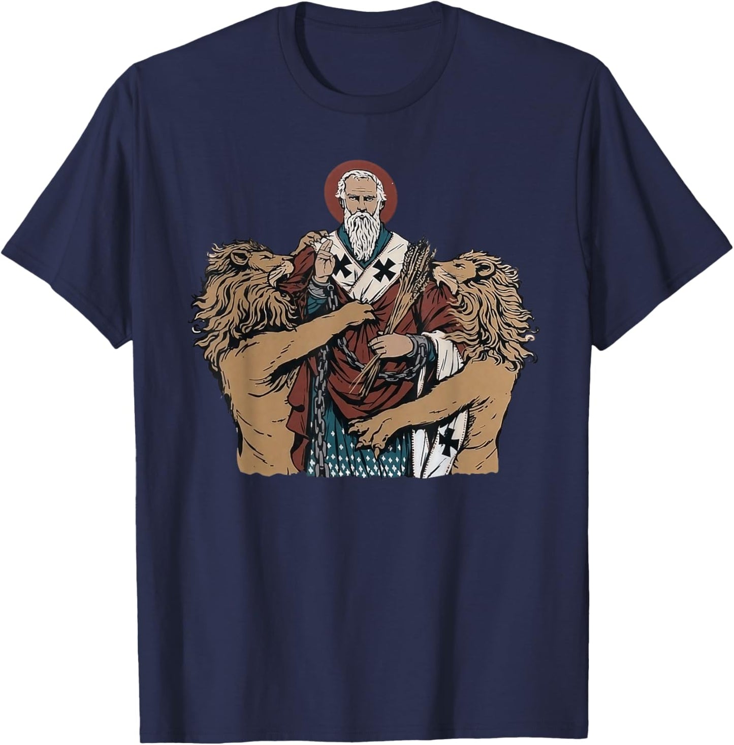 Saint Ignatius of Antioch Catholic Devotional Artwork T-Shirt - T-Shirt | Navy