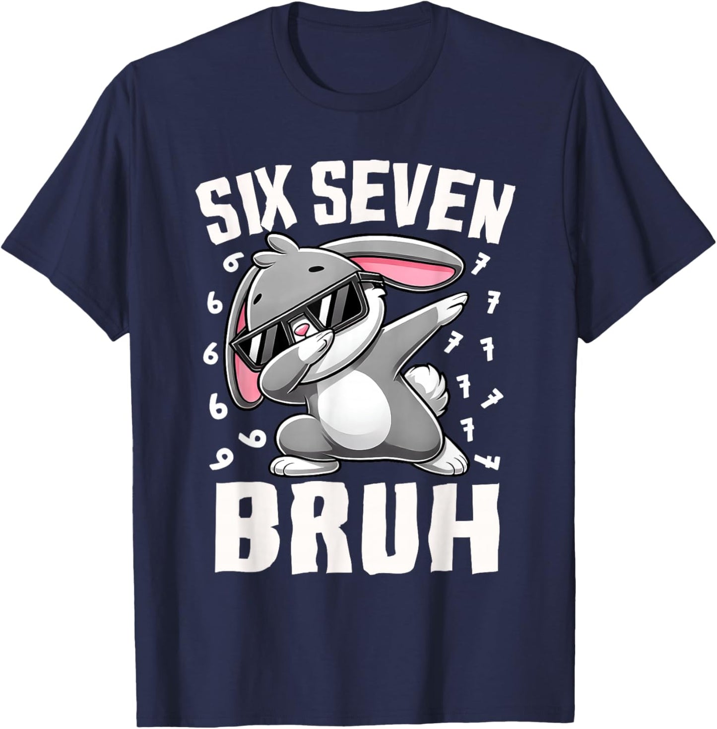 Boys Easter Day Six Seven Bruh Dabbing Bunny 67 Meme Kids T-Shirt - T-Shirt | Navy