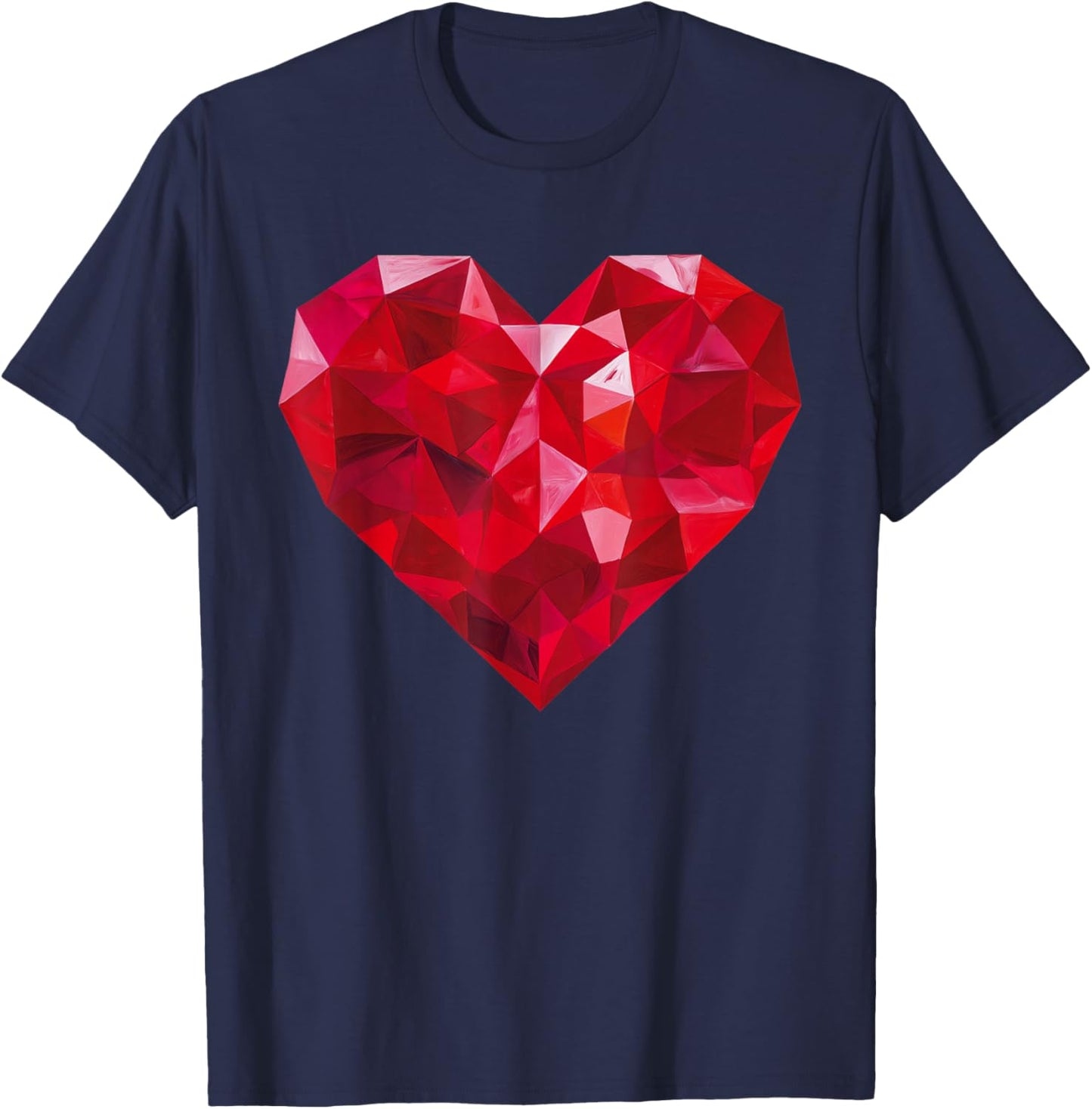 Valentines Day Heart Love Couple Romantic Art Graphic T-Shirt - T-Shirt | Navy