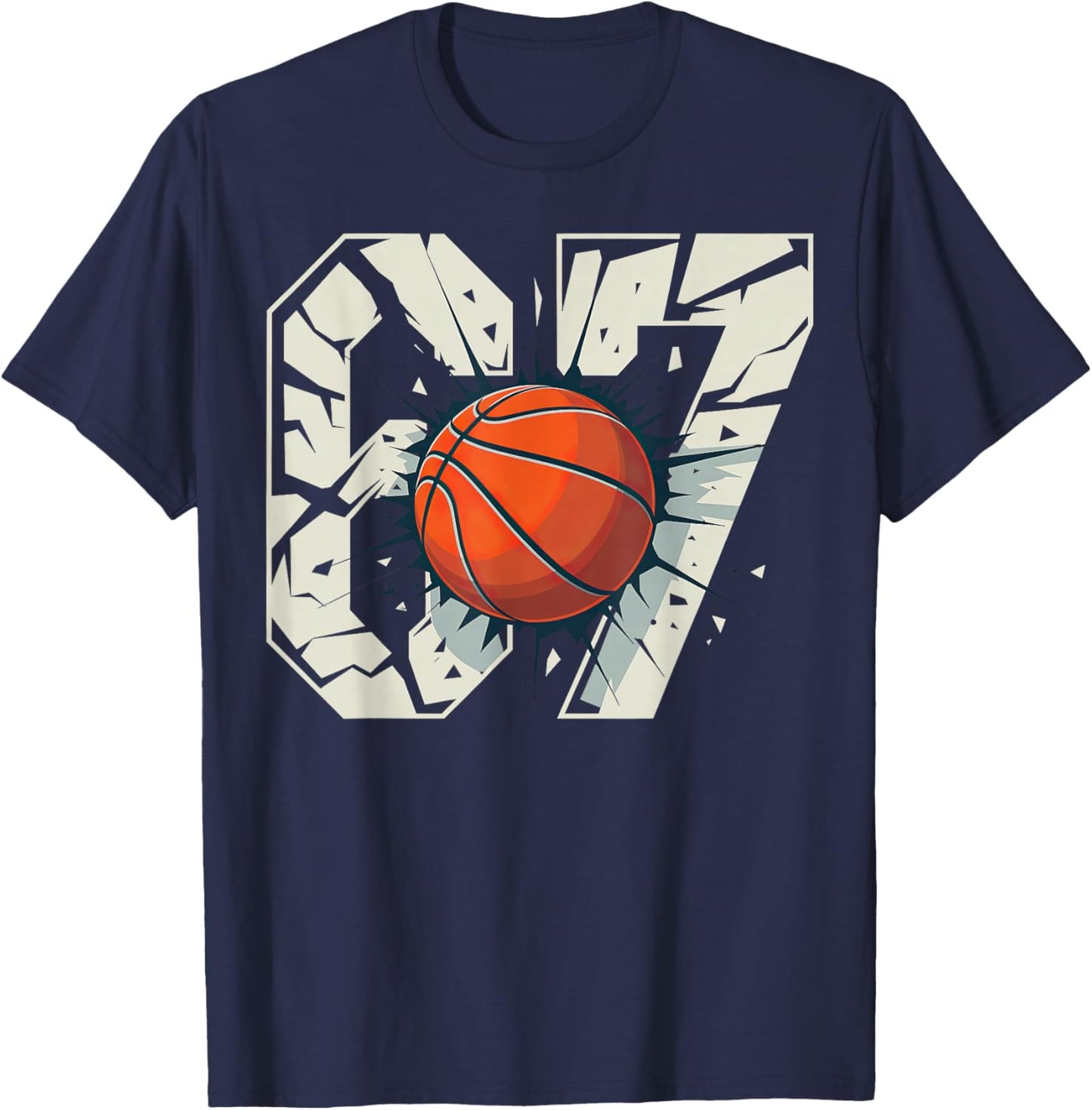 67 Basketball Six Seven 6 7 67 T-Shirt - T-Shirt | Navy