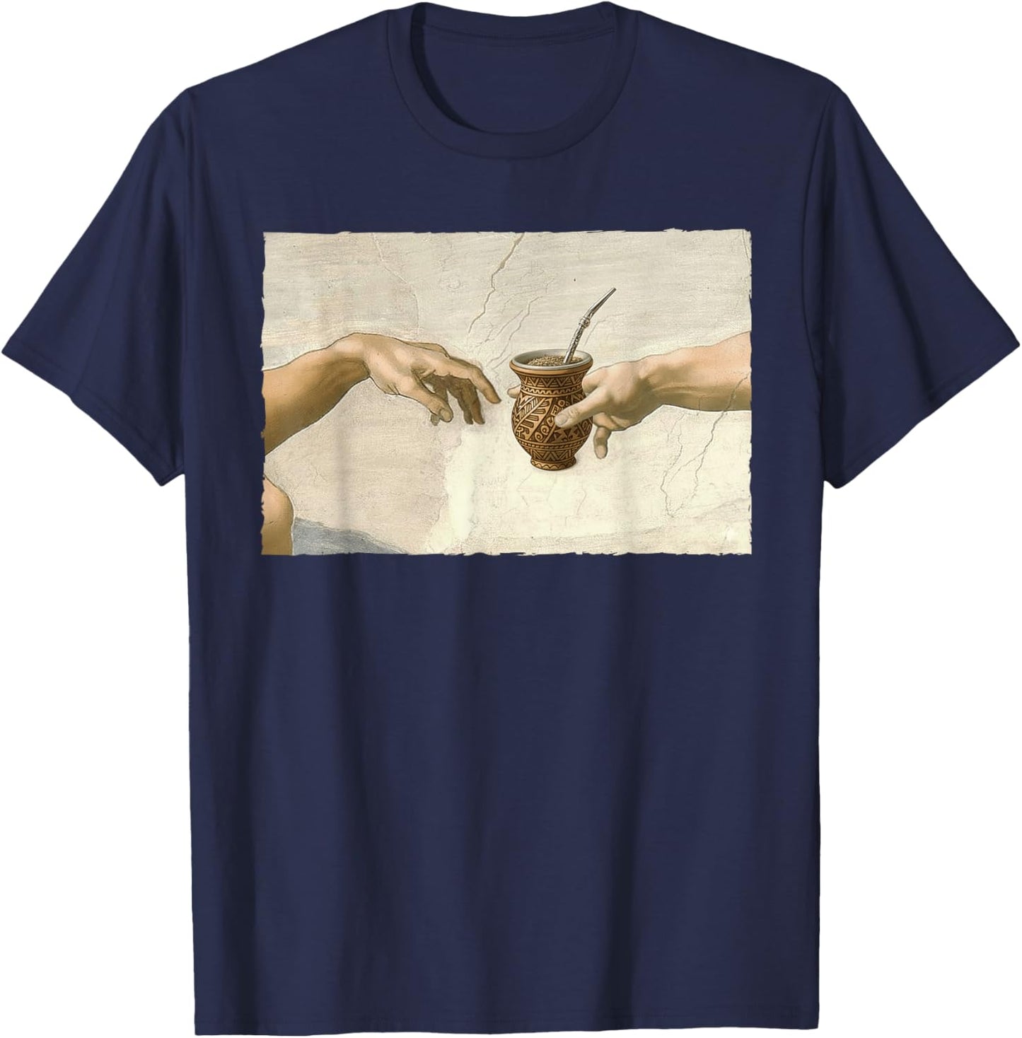 Yerba Mate Lover Argentina Yerba Mate The Creation of Adam T-Shirt - T-Shirt | Navy