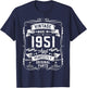 Vintage 1951 75yr 75th Birthday Gifts 75 Years Old T-Shirt - T-Shirt | Navy