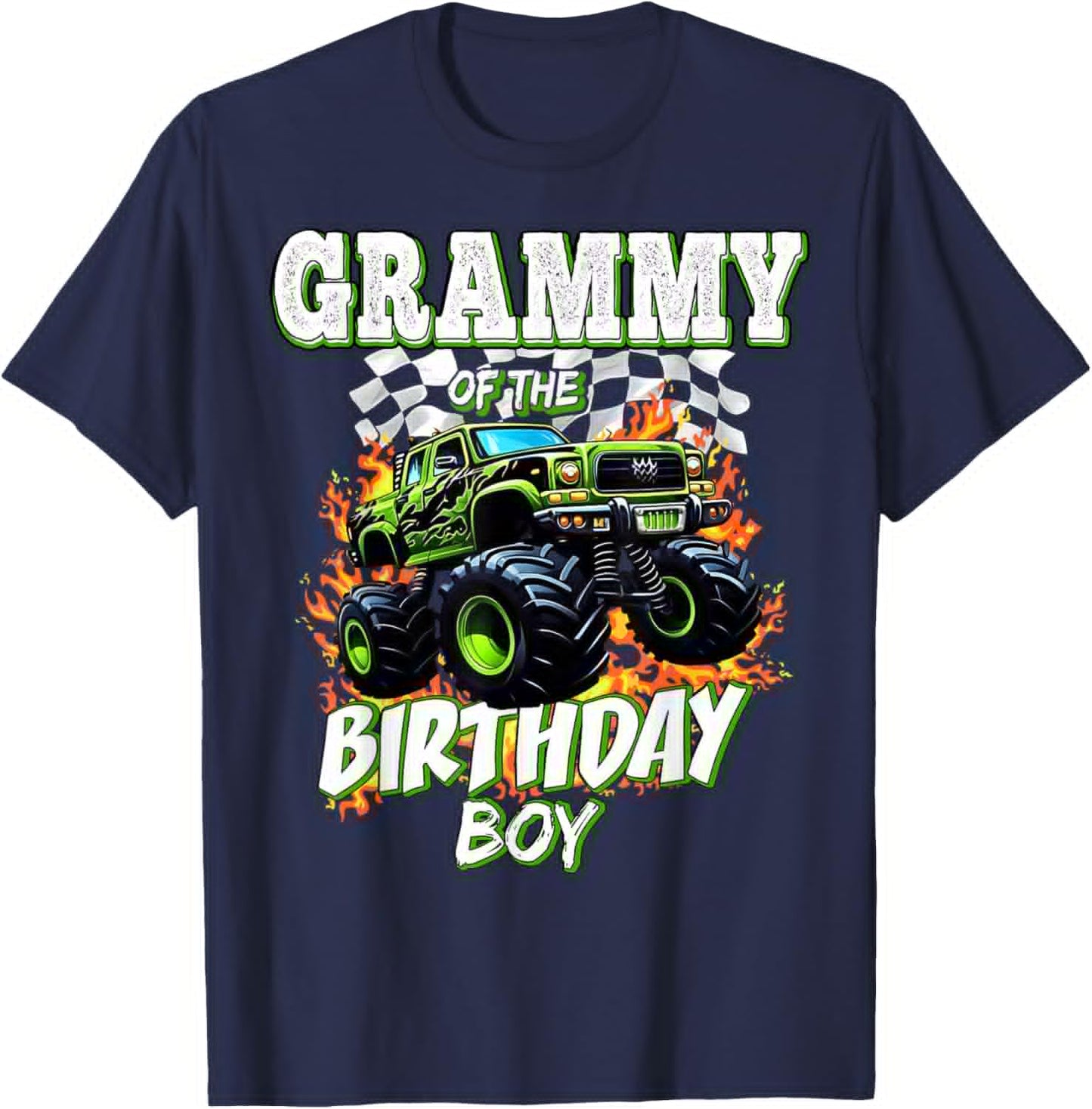 Grammy of The Birthday Boy Monster Truck Birthday Kids T-Shirt - T-Shirt | Navy