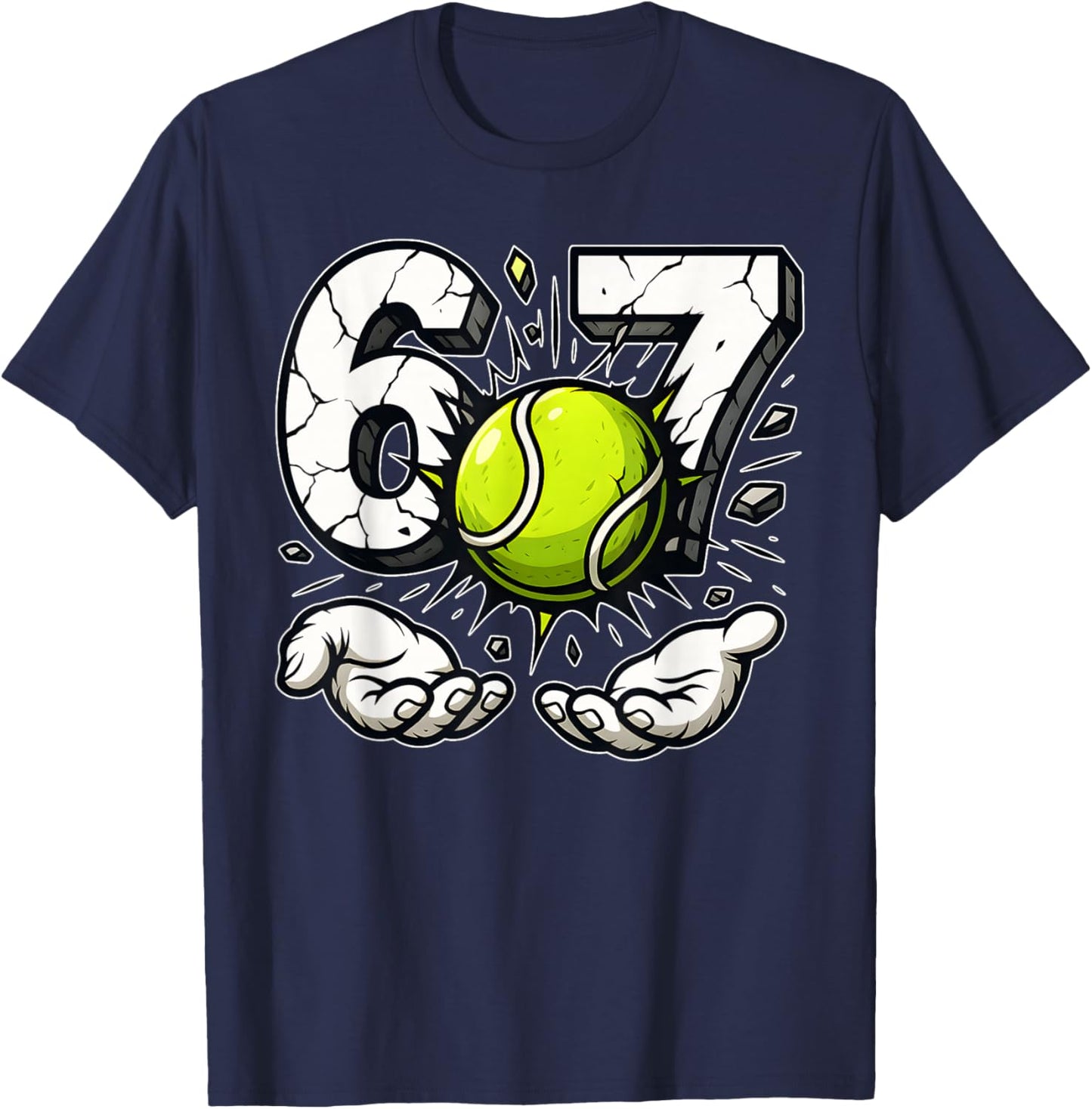 Tennis Smash 67 Six Seven Gen Alpha Slang Meme 67th Birthday T-Shirt - T-Shirt | Navy