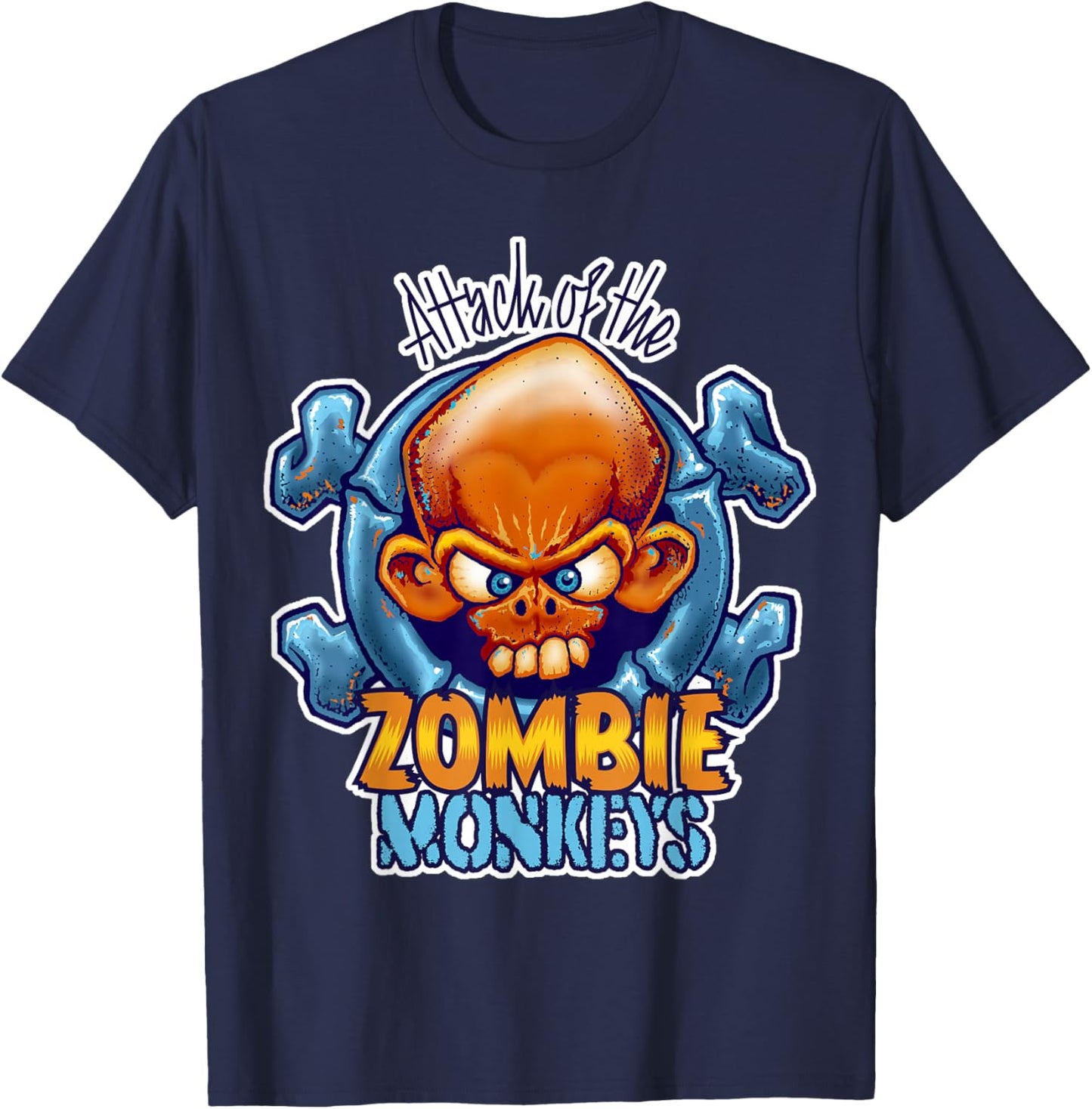 Zombie Monkeys Attack Horror T-Shirt - T-Shirt | Navy