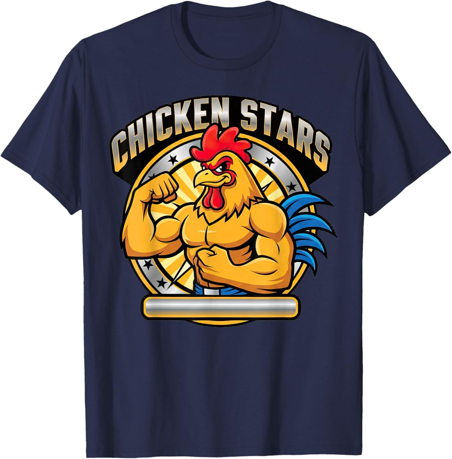 Chicken Stars Strong Wrestling Brawler Rooster Mascot T-Shirt - T-Shirt | Navy