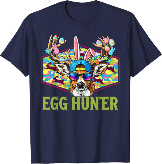 Egg Hunter Camo Deer Buck Easter Hunting Boys Girls Kids T-Shirt - T-Shirt | Navy
