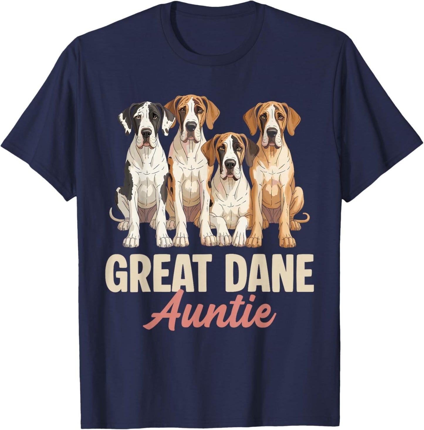 Great Dane Auntie Funny Dog Lover Retro Puppy Owner Women T-Shirt - T-Shirt | Navy