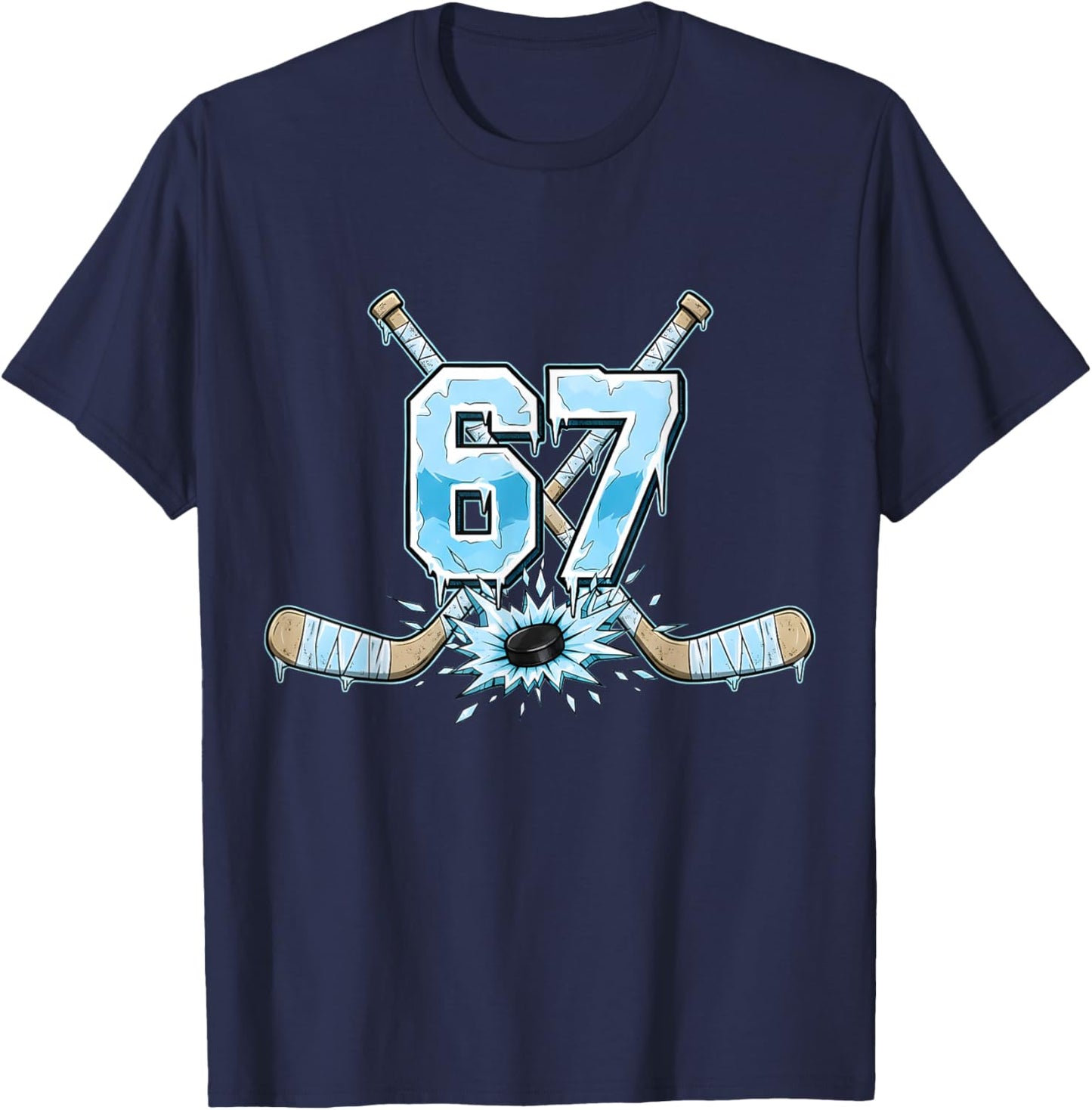 67 Hockey Drip Six Seven Meme 6 7 Boys Teens Kids Ice Hockey T-Shirt - T-Shirt | Navy